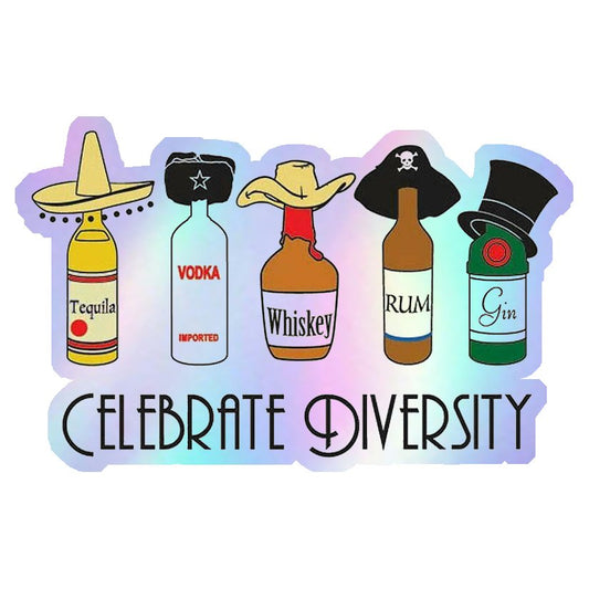 Celebrate Diversity Alcohol Holographic Stickers