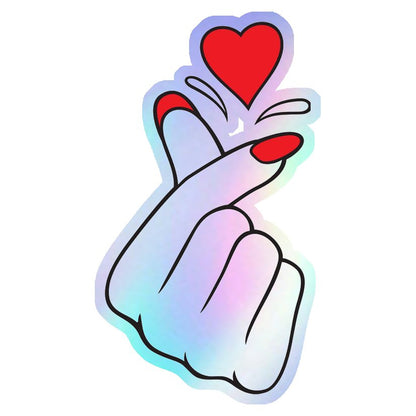 Korean Finger Heart Holographic Stickers