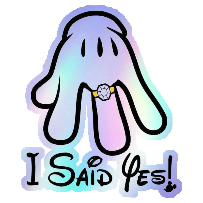 I Said Yes! Mickey Hand Holographic Stickers