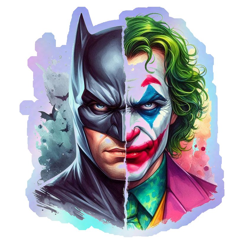 Batman and Joker Split Face Holographic Stickers