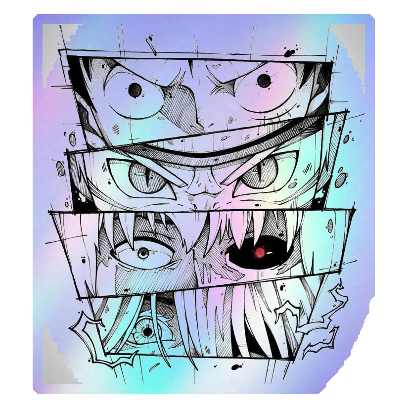Anime Eyes Collage Holographic Stickers