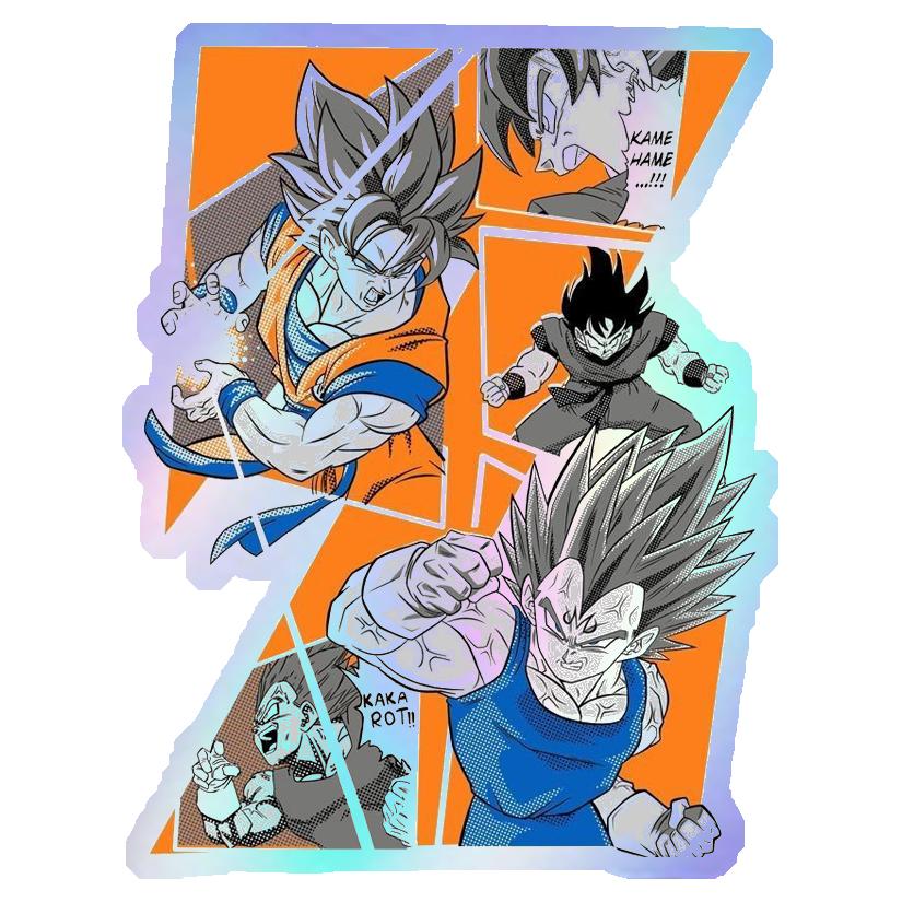 Goku vs Vegeta Manga Collage Holographic Stickers