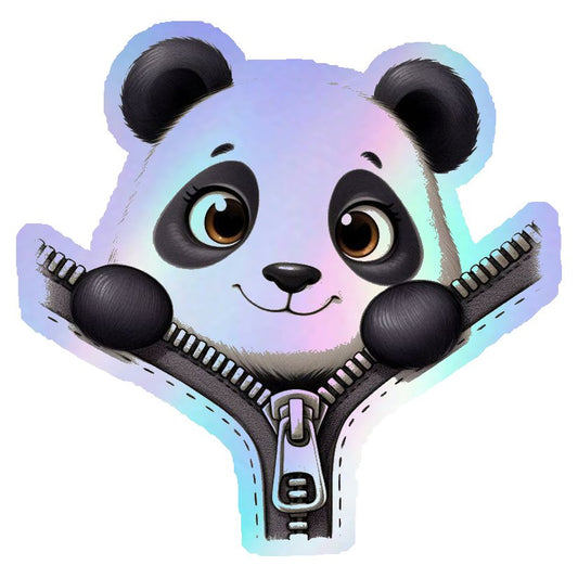 Panda in a Zipper Pocket Holographic Stickers
