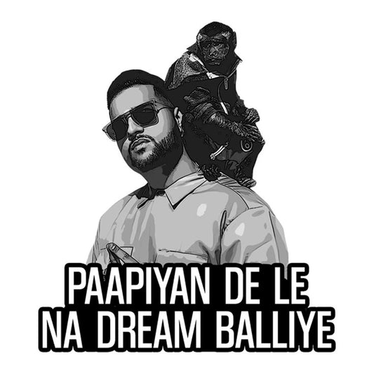Karan Aujla B&W with Monkey Premium Vinyl Stickers