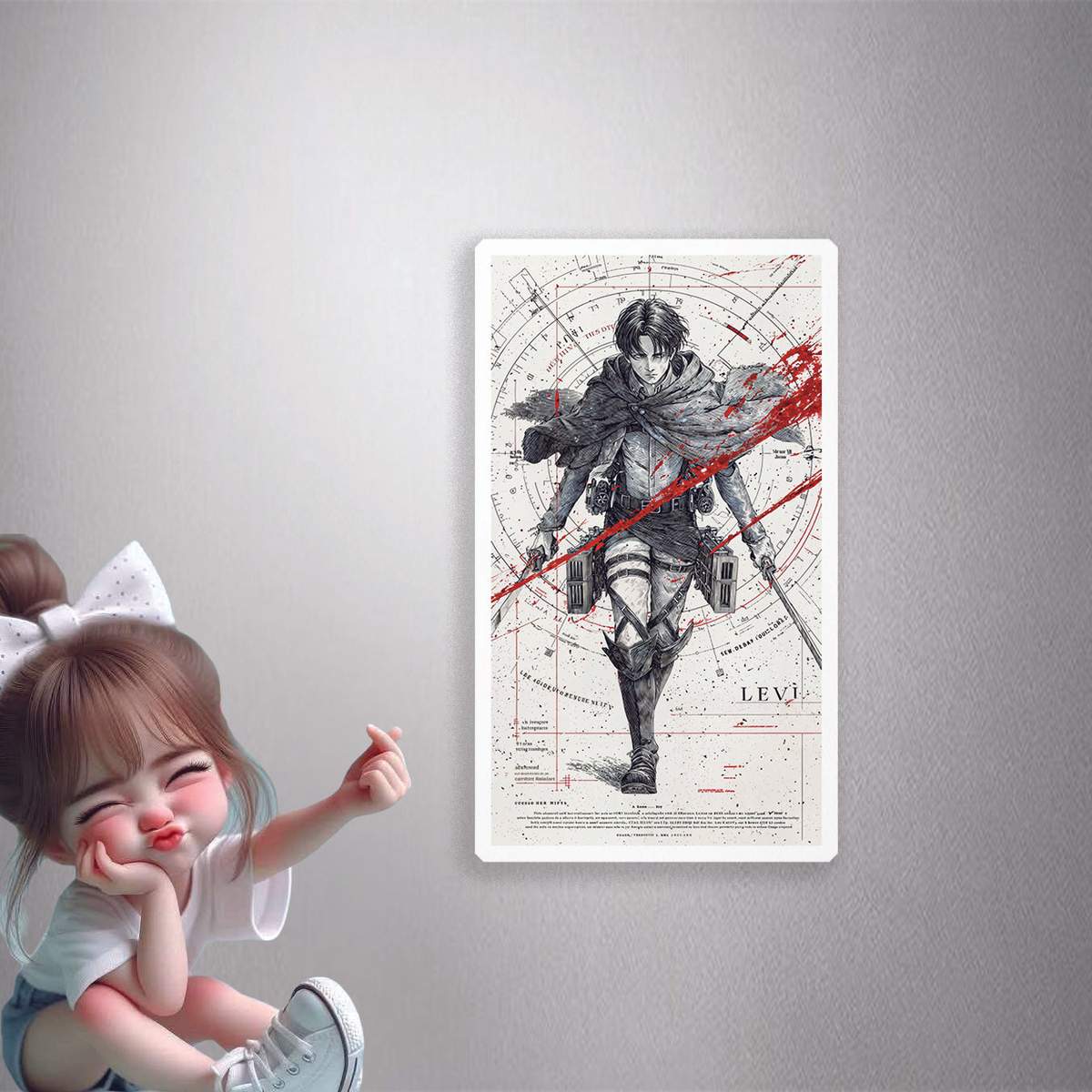 Capt. Levi aesthetic painting Premium Vinyl Stickers