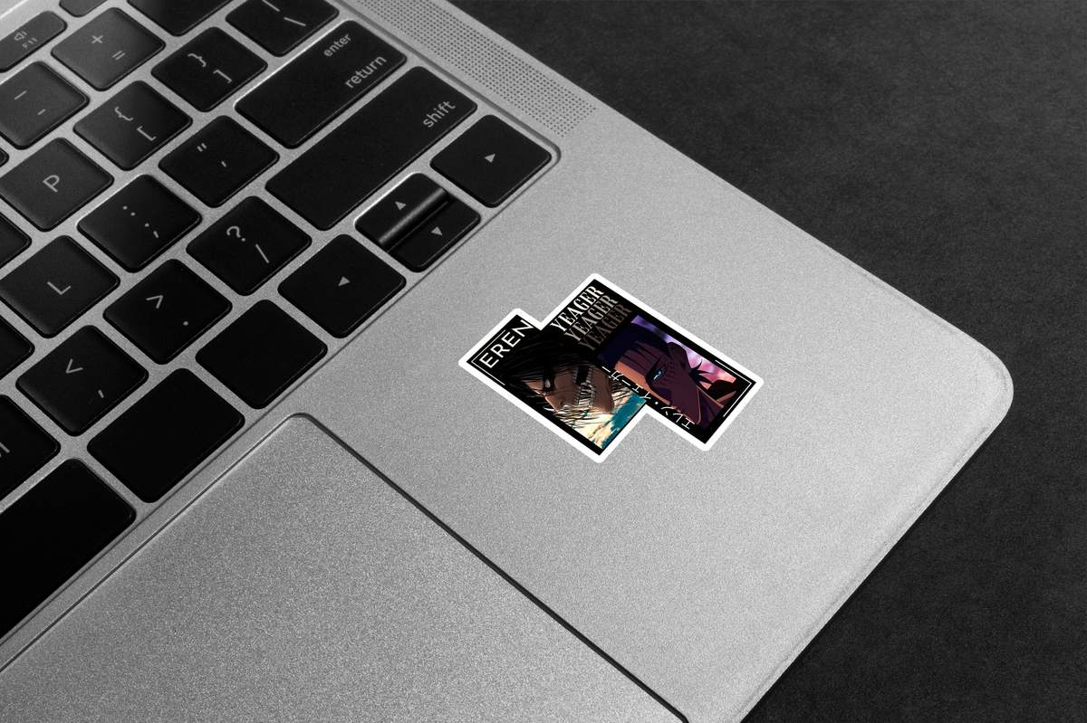 Eren Yeager two face (framed)Premium Vinyl Stickers