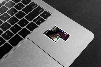 Eren Yeager two face (framed)Premium Vinyl Stickers