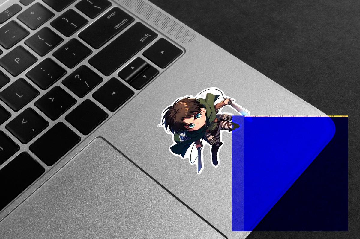 Levi Ackerman (chibi style) swinging sword Premium Vinyl Stickers