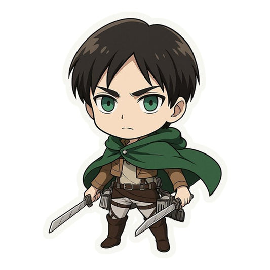 levi ackerman with double swords Premium Vinyl Stickers