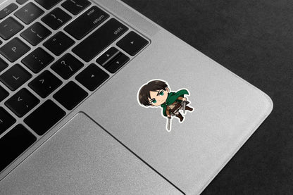 levi ackerman with double swords Premium Vinyl Stickers