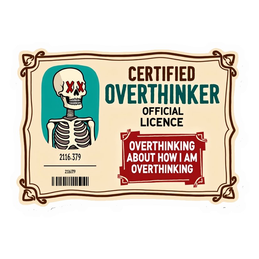 Certified Overthinker Licence Premium Vinyl Stickers