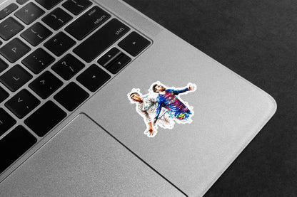 Ronaldo and Messy together in action Premium Vinyl Stickers