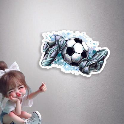 Football Shoes with Ball Premium Vinyl Stickers