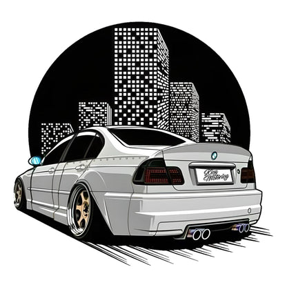 Car in City B&W Bumper Sticker