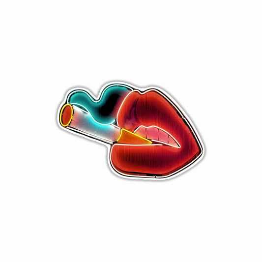 Neon Lips smoking hot Bumper Sticker