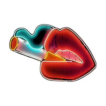 Neon Lips smoking hot Bumper Sticker