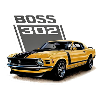 Boss 302 Yellow Super Car Bumper Sticker