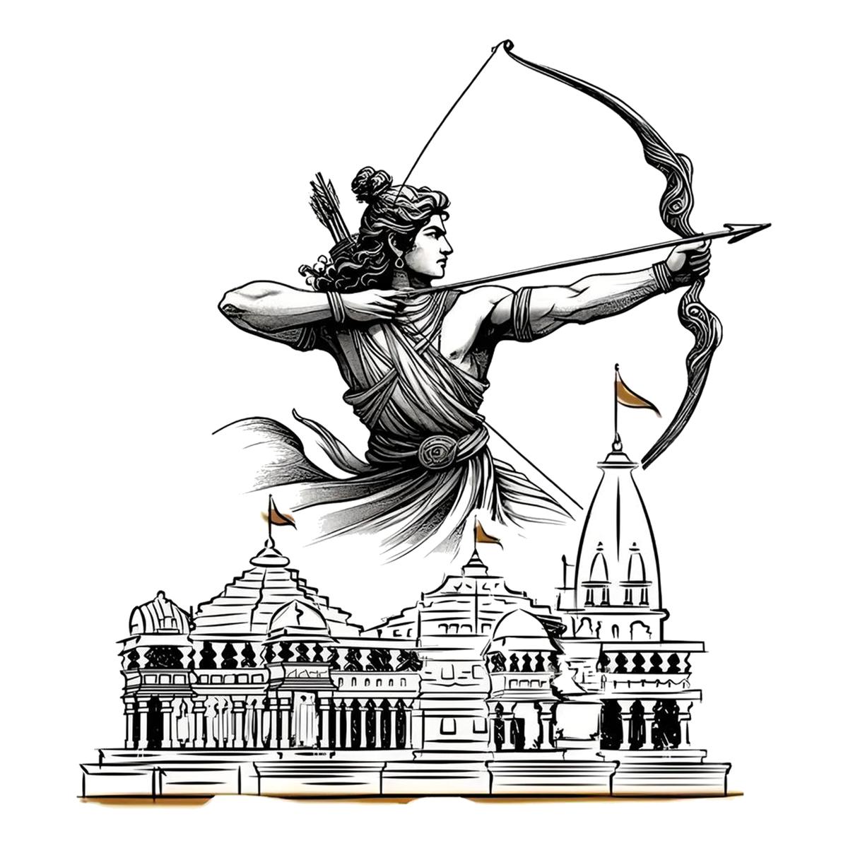 Shree Ram Ayodhya B&W Bumper Sticker