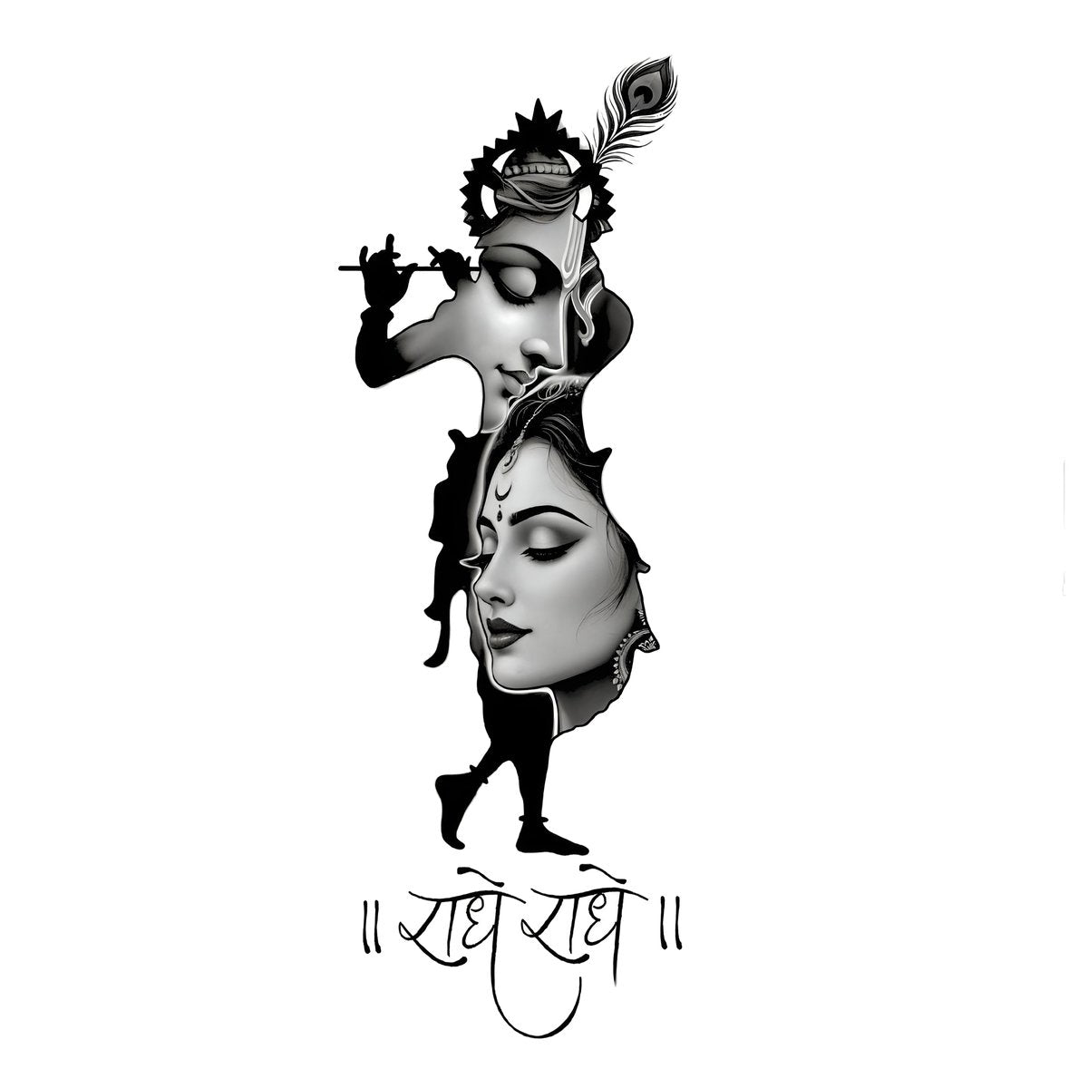 Krishna Radha B&W cutout Bumper Sticker