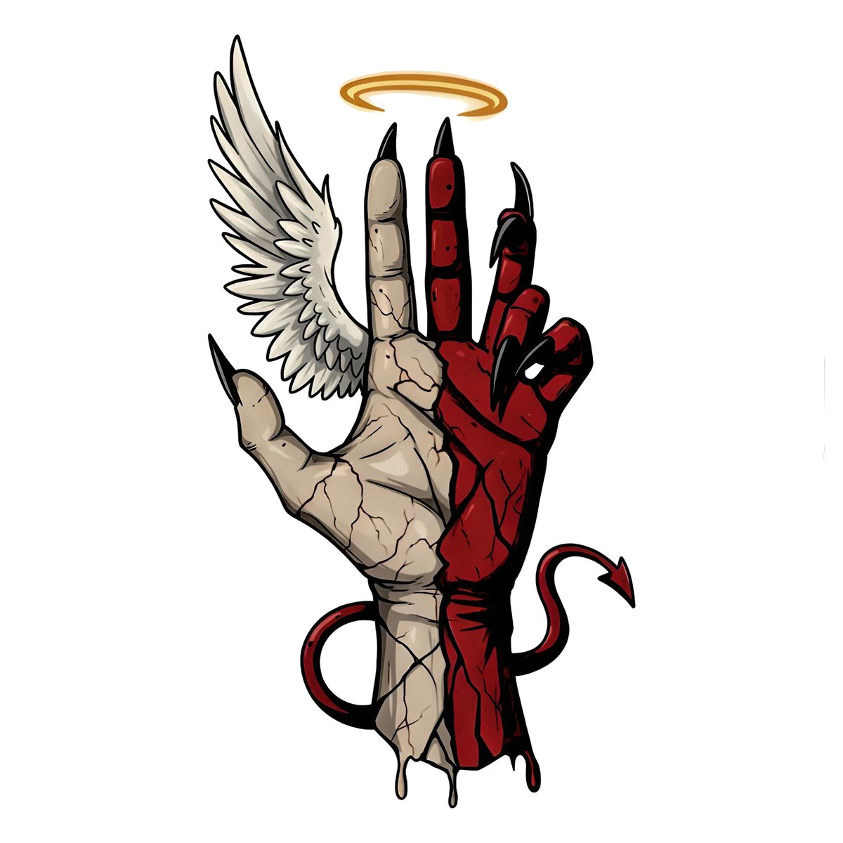 Angel's and Devil's hand Bumper Sticker