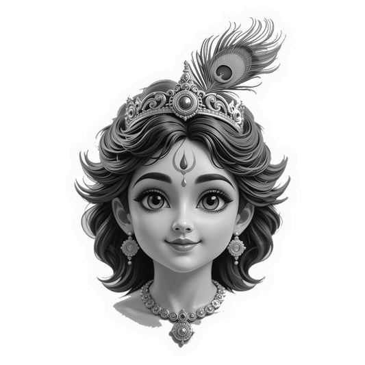 Baby Krishna Grey Scale Premium Vinyl Stickers