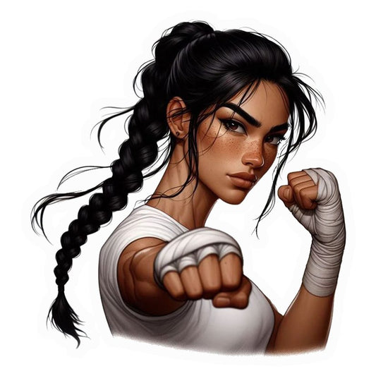 Fighter Girl Braids Premium Vinyl Stickers