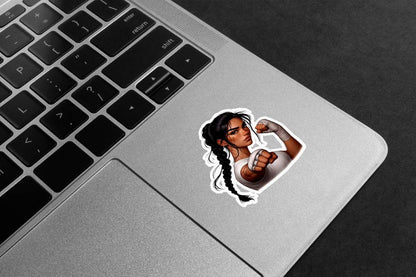 Fighter Girl Braids Premium Vinyl Stickers