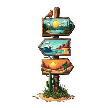 Scenic Directions Sign Premium Vinyl Stickers
