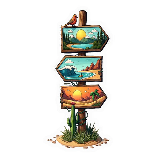 Scenic Directions Sign Premium Vinyl Stickers