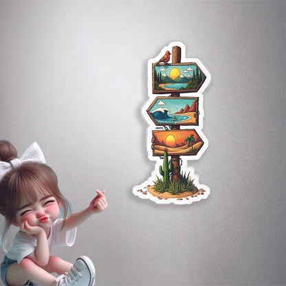 Scenic Directions Sign Premium Vinyl Stickers