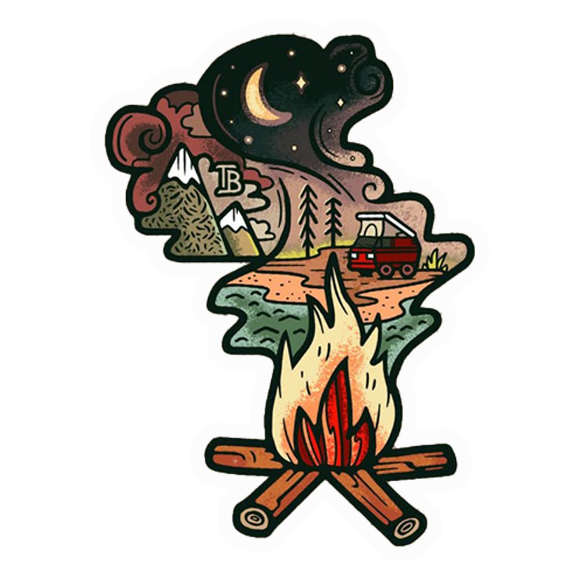Campfire Adventure Night Premium Vinyl Stickers