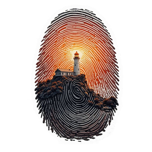 Lighthouse Fingerprint Art Premium Vinyl Stickers