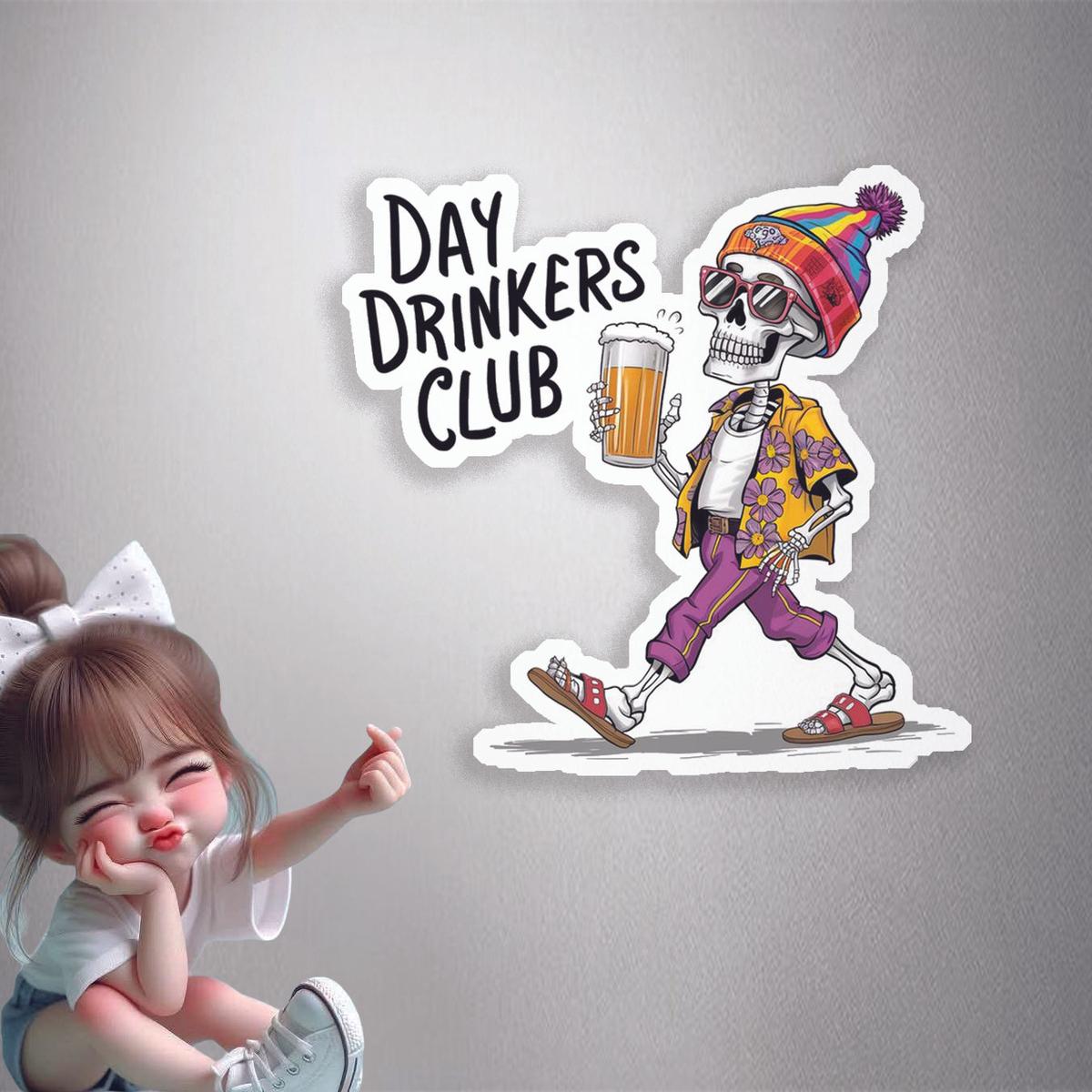 Day Drinkers Skeleton Premium Vinyl Stickers