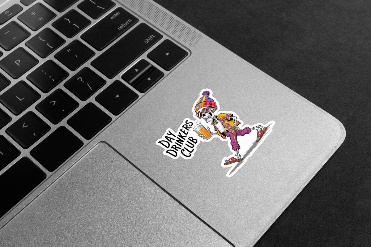 Day Drinkers Skeleton Premium Vinyl Stickers