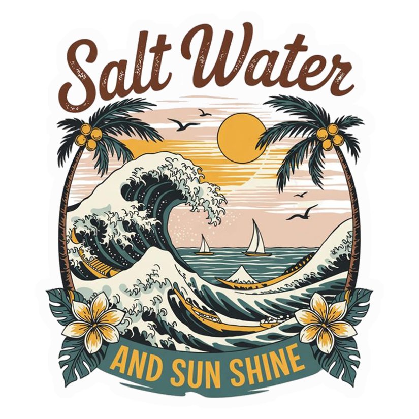 Salt Water Sunshine Beach Premium Vinyl Stickers