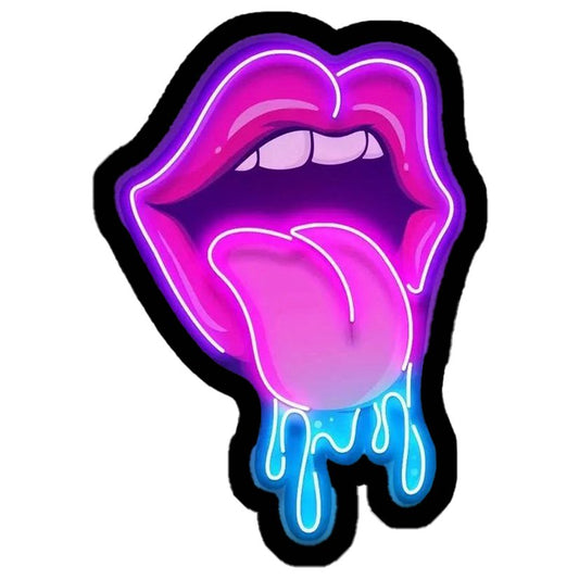 Neon Dripping Lips Premium Vinyl Stickers