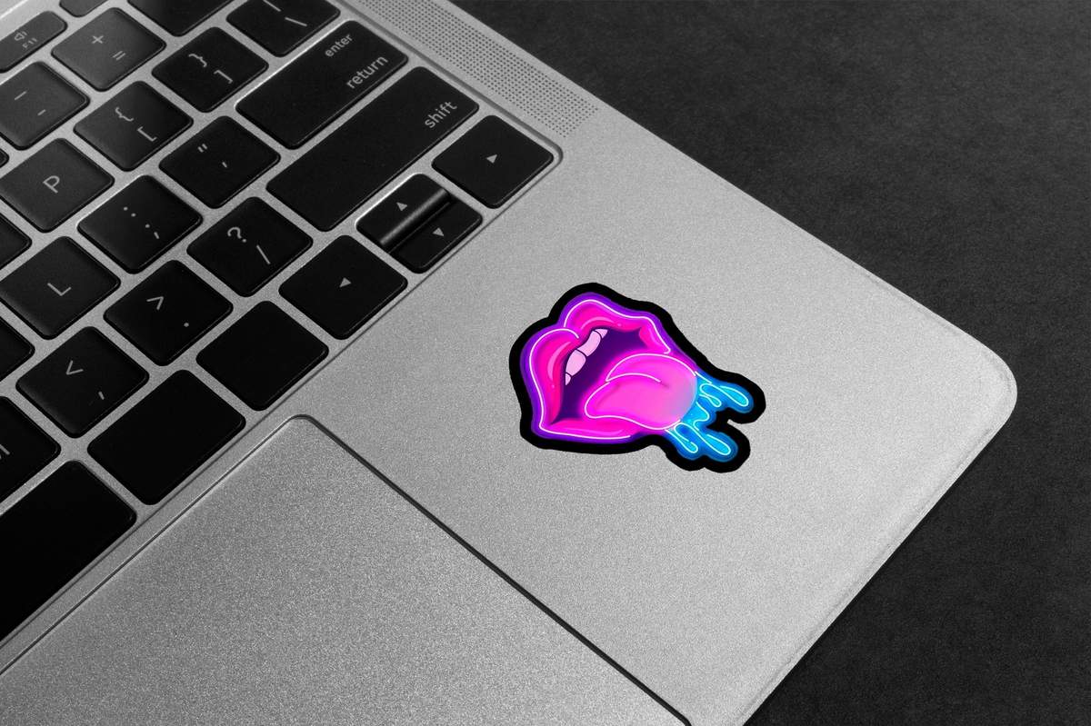 Neon Dripping Lips Premium Vinyl Stickers