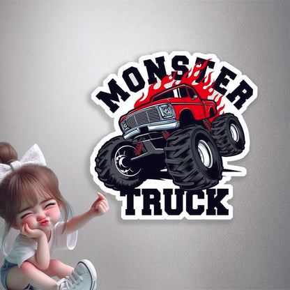 Flaming Monster Truck Premium Vinyl Stickers