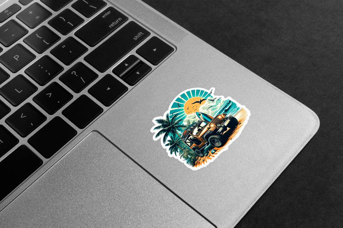 Beach Day Jeep Surf Premium Vinyl Stickers