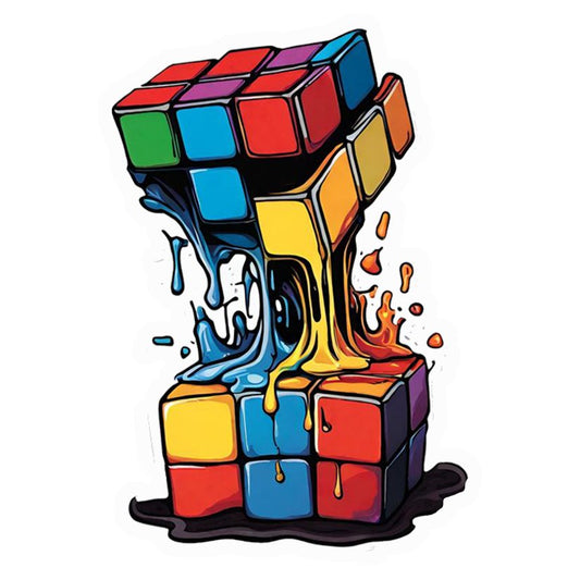 Melting Rubik's Cube Art Premium Vinyl Stickers