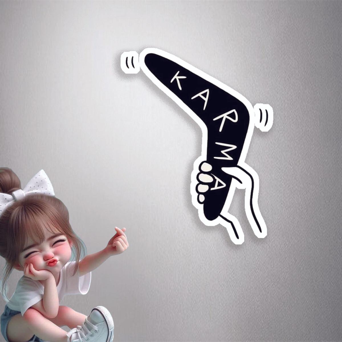 Karma Boomerang Hand Premium Vinyl Stickers