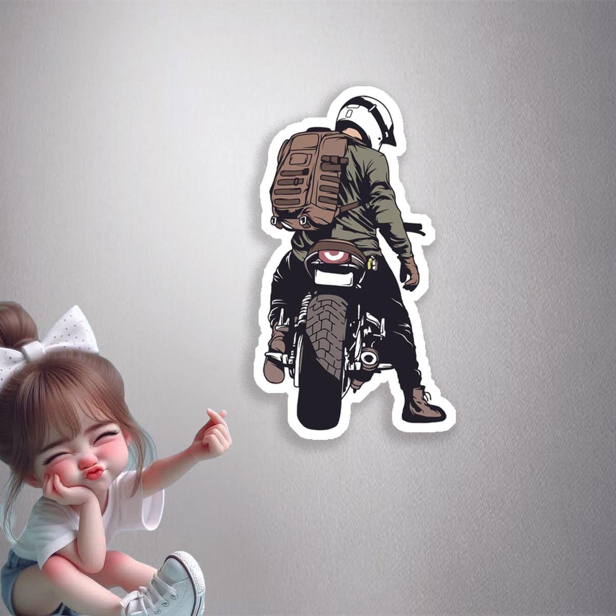Motorcycle Rider Back Premium Vinyl Stickers