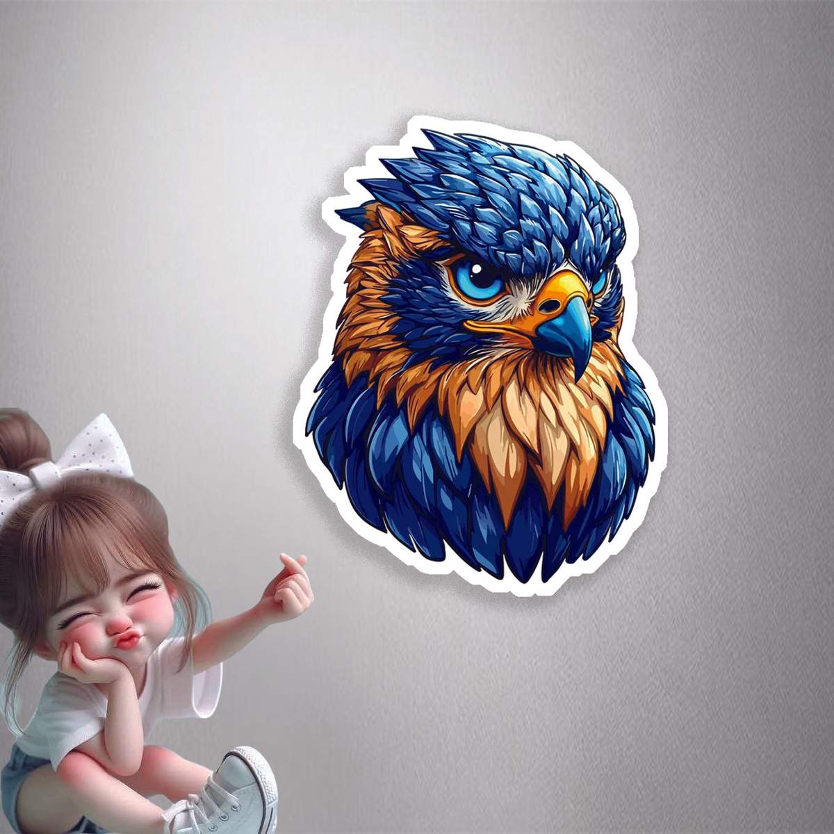 Blue Orange Eagle Premium Vinyl Stickers