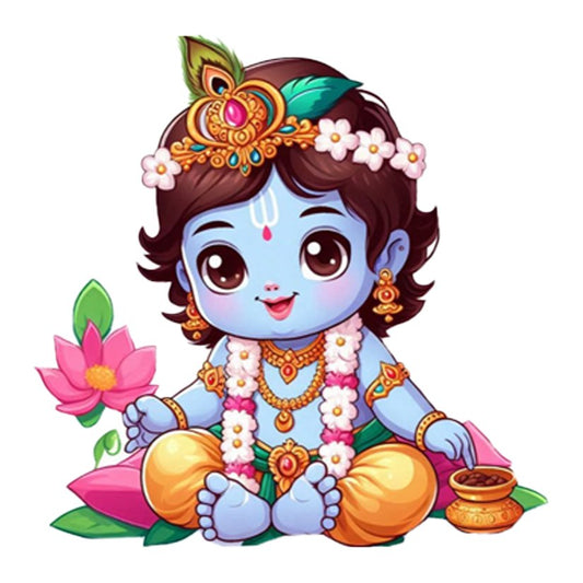 Baby Krishna Lotus Bloom Premium Vinyl Stickers