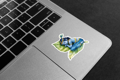 Baby Krishna Leaf Sleep Premium Vinyl Stickers