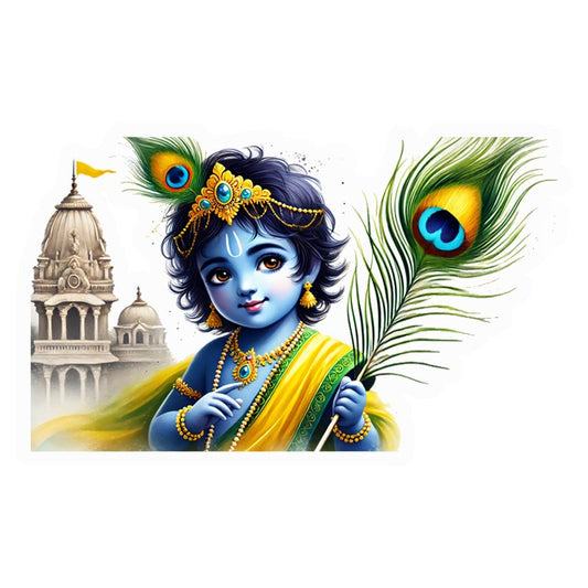 Baby Krishna Peacock Feather Premium Vinyl Stickers