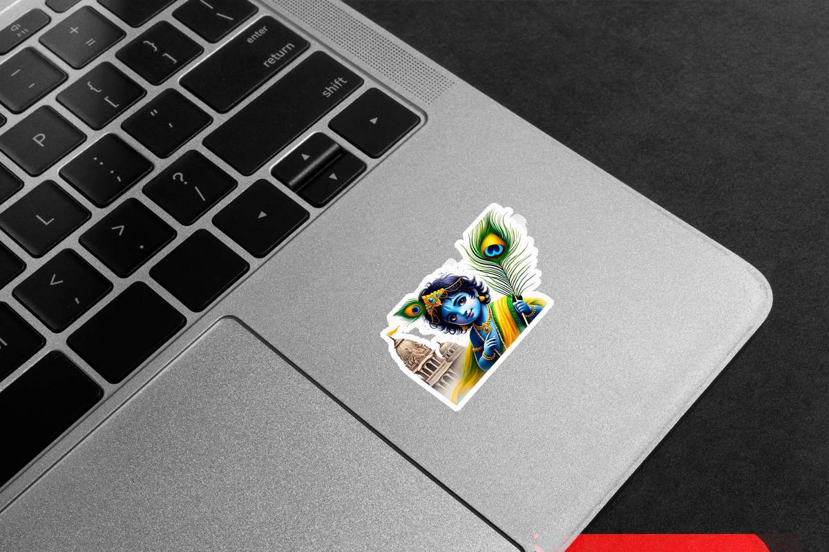 Baby Krishna Peacock Feather Premium Vinyl Stickers