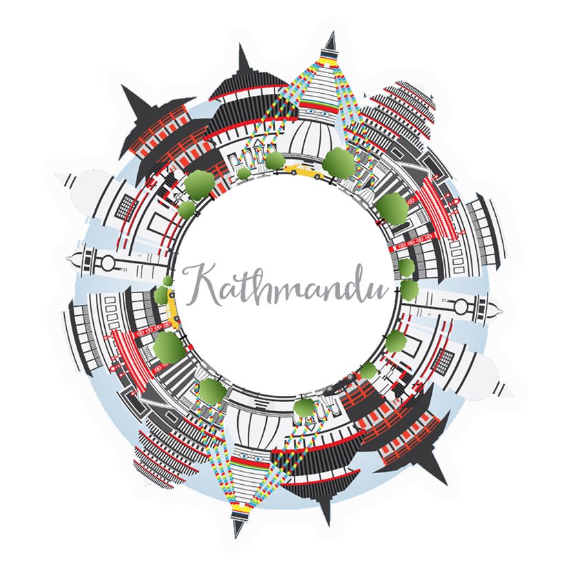 Kathmandu Circular Skyline Premium Vinyl Stickers