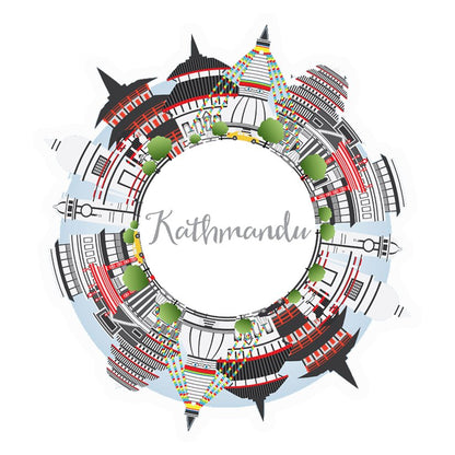 Kathmandu Circular Skyline Premium Vinyl Stickers