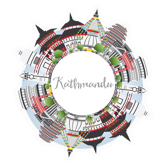 Kathmandu Circular Skyline Premium Vinyl Stickers
